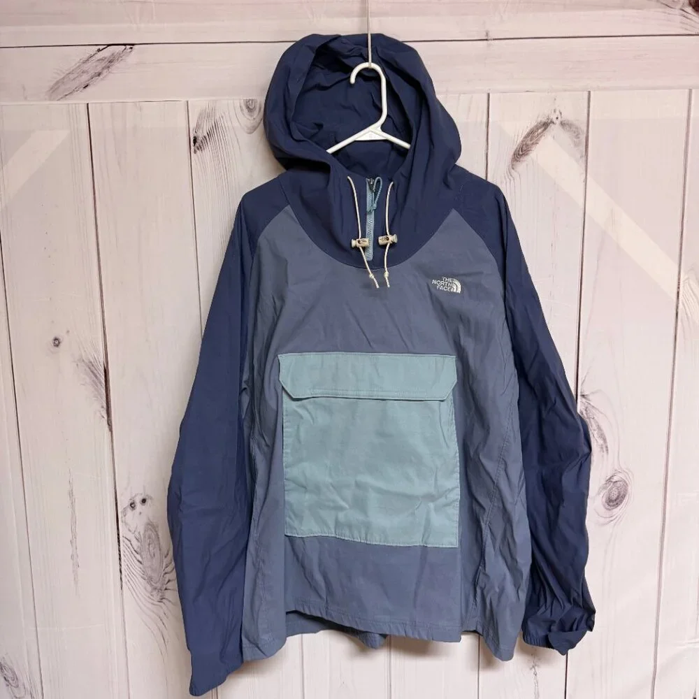 The North Face Fanorak Jacket XXL Blue Colorblock Packable‎ EUC